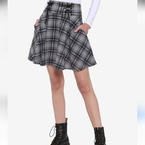 Hot Topic Midnight Hour Women's Plaid Stretchy Skirt Dark Academia Skater Size L